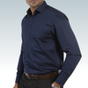 Navy Satin Regular Fit Cotton Shirt