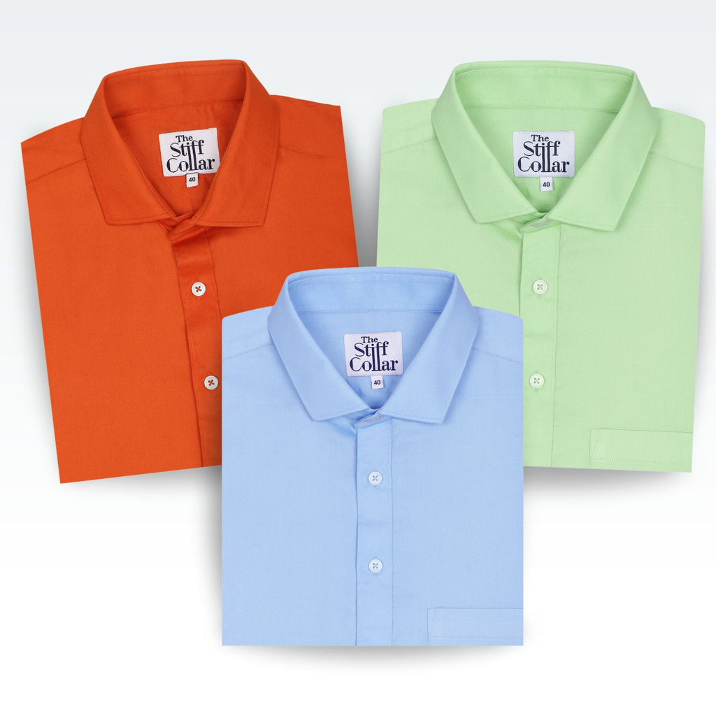 Combo Pack of 3 Cotton Twill Half Sleeve Shirt