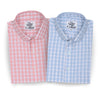 Pink and Blue Outlined Gingham Check 2 Ply Giza Cotton Shirt Combo Pack