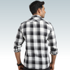 White Black Check Light-weighted Washed Button Down Casual Shirt