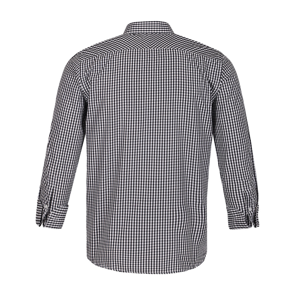 Black Gingham Checks Button Down Cotton Blend Shirt