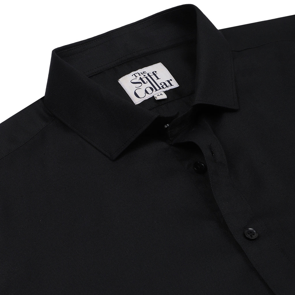 Party Black Dobby Regular Fit Cotton Shirt