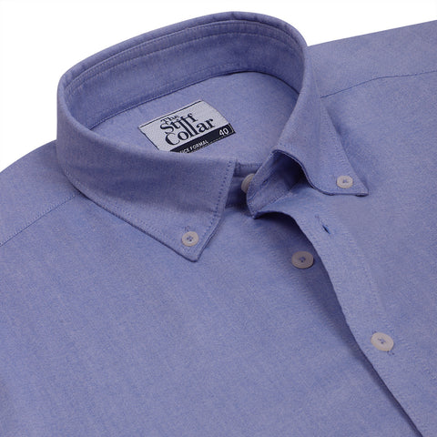 Vichy Blue Gingham Oxford Check Button Down Cotton Shirt