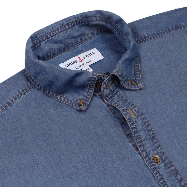 Canali Slim Fit Button Down Collar Denim Shirt, $240 | MR PORTER | Lookastic