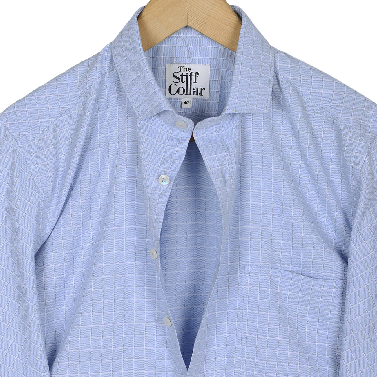 Artic Blue Dobby Windowpane Check Regular Fit Cotton Shirt