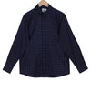 Navy Windowpane Check Button Down Cotton Shirt