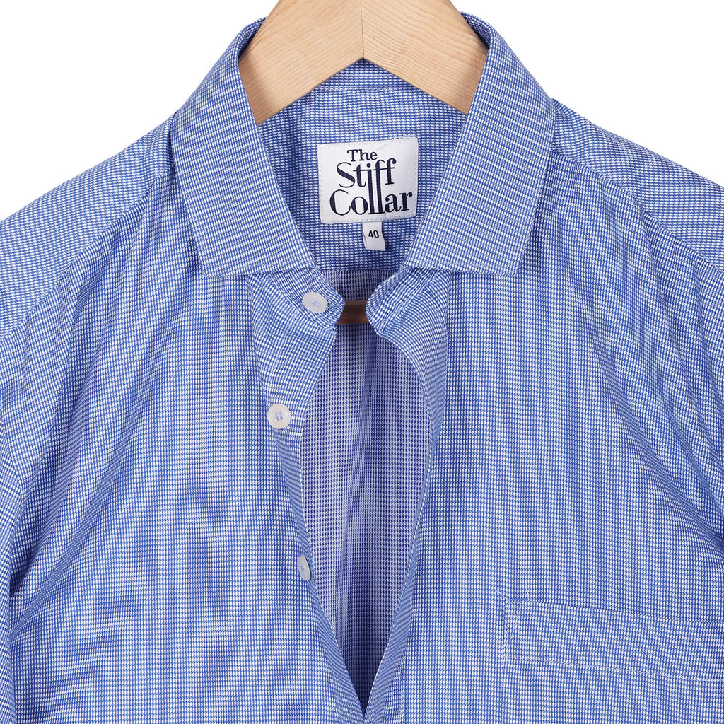 Royal Blue Houndstooth Regular Fit Cotton Shirt