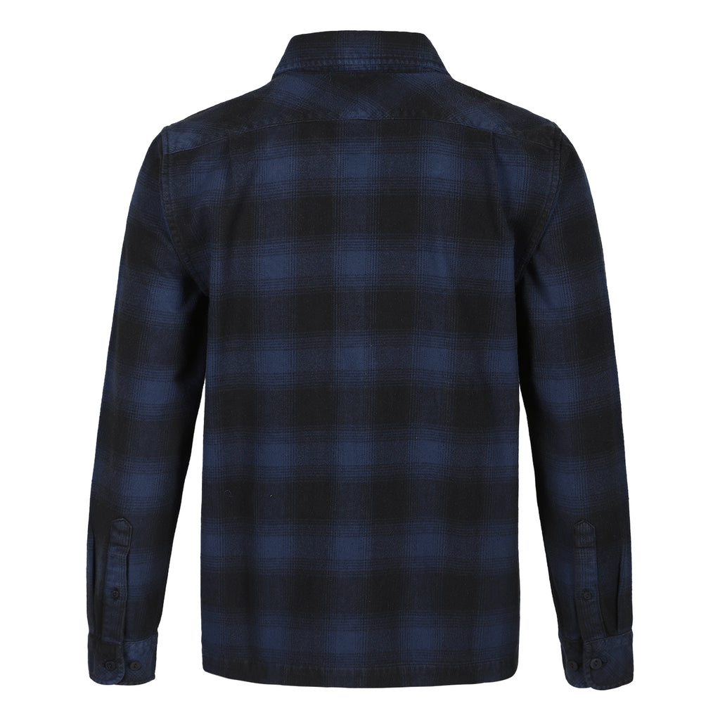 Todd Navy and Black Plaid Flannel Zip-Front Overshirt