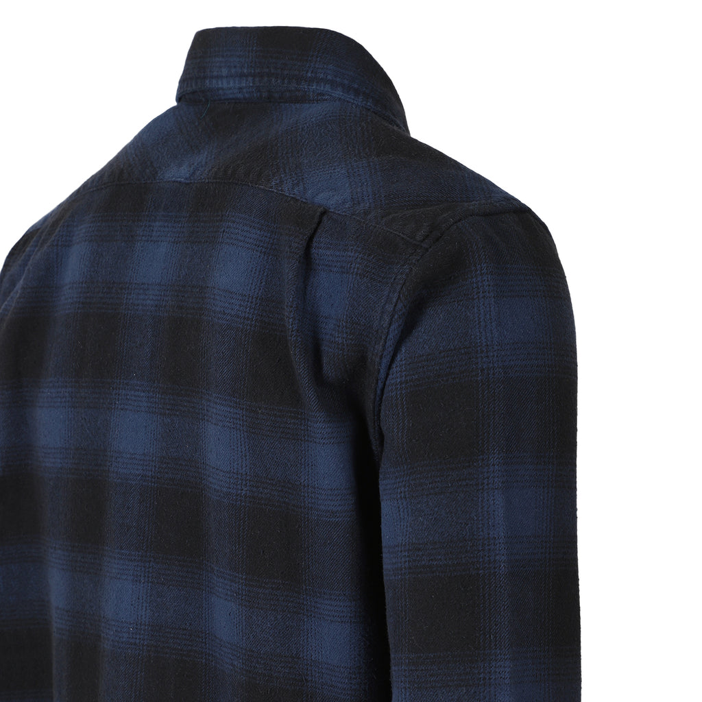 Todd Navy and Black Plaid Flannel Zip-Front Overshirt