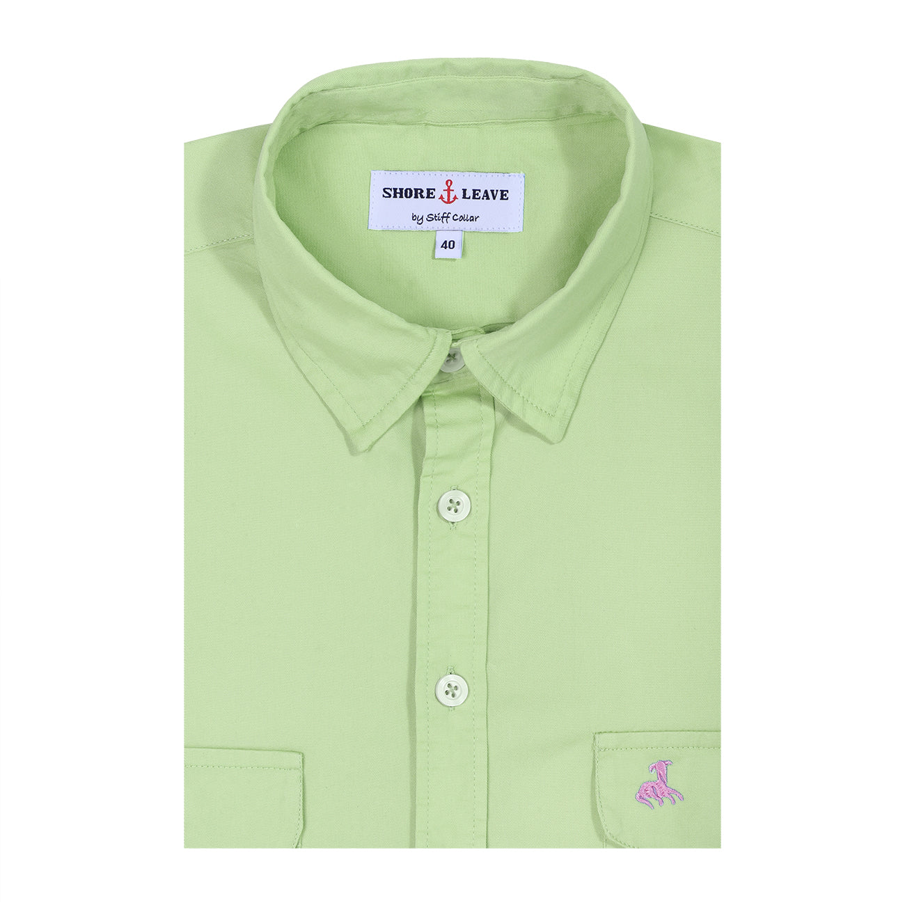 Mint Green Twill Enzyme Washed Texas Shirt