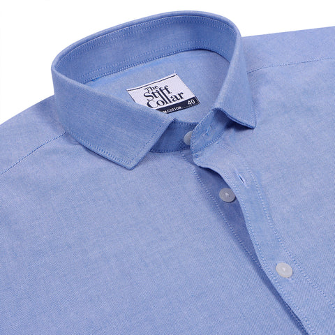 Monti French Navy Blue Stripes Button Down Satin Cotton Shirt