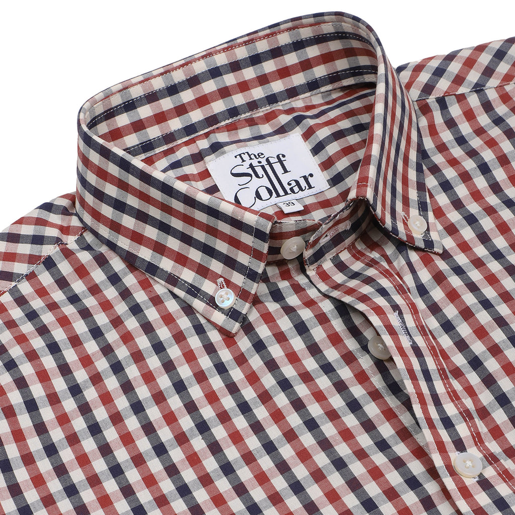 Rustic Red Gingham Check Button Down Cotton Shirt