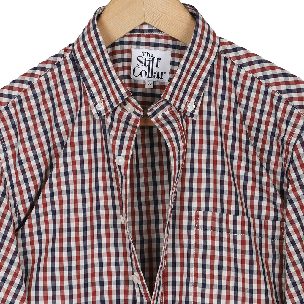 Rustic Red Gingham Check Button Down Cotton Shirt