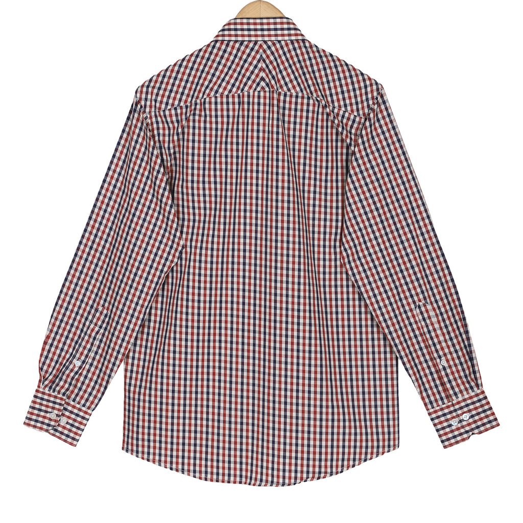 Rustic Red Gingham Check Button Down Cotton Shirt