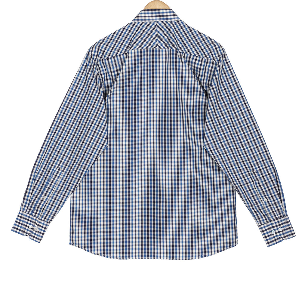 Timber Navy Gingham Check Button Down Cotton Shirt