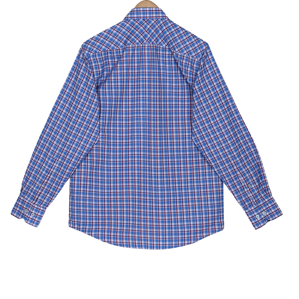 Jodhpur Blue Check Button Down Cotton Blend Shirt