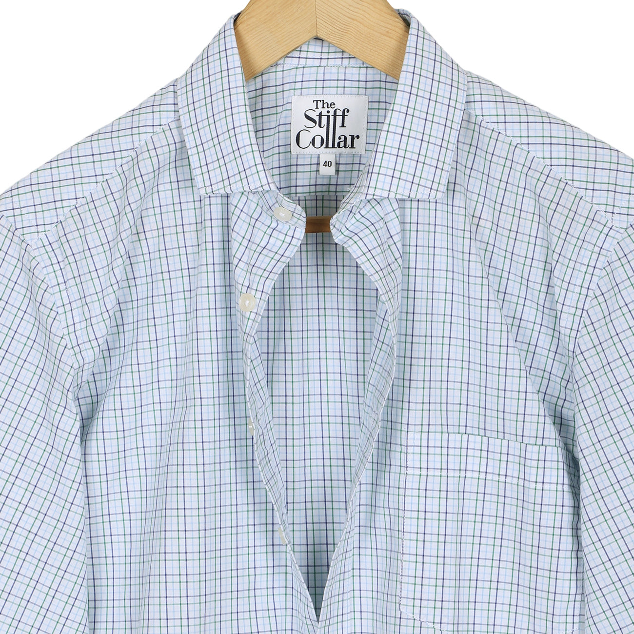 Green Blue Tattersall Check Regular Fit Cotton Shirt