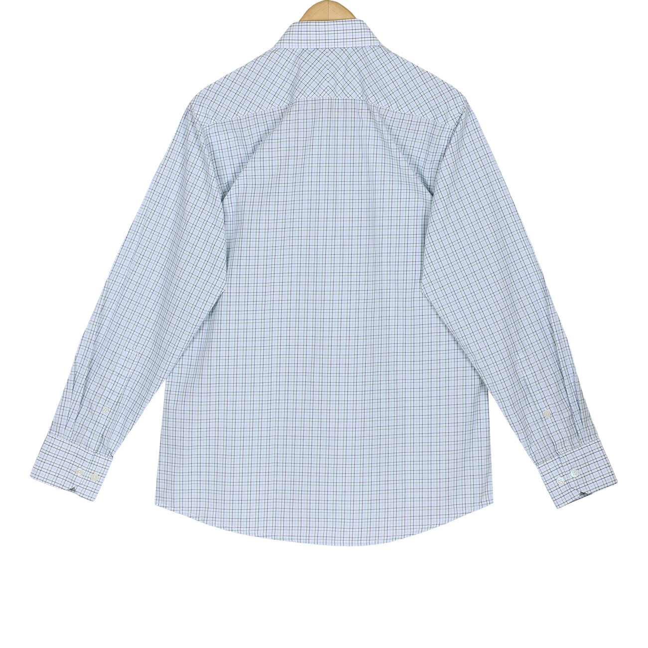 Green Blue Tattersall Check Regular Fit Cotton Shirt