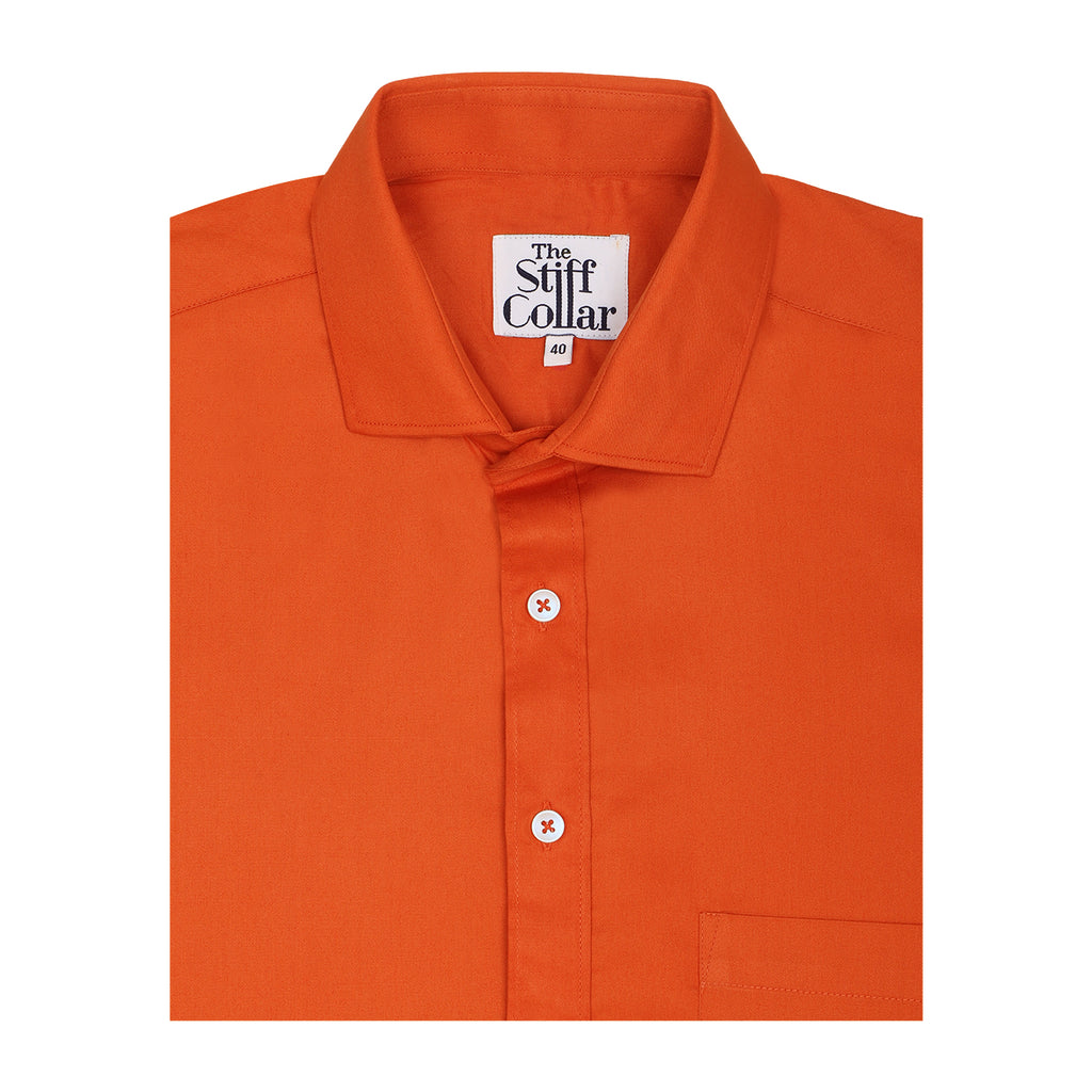 Bold Orange Twill Half Sleeve Shirt