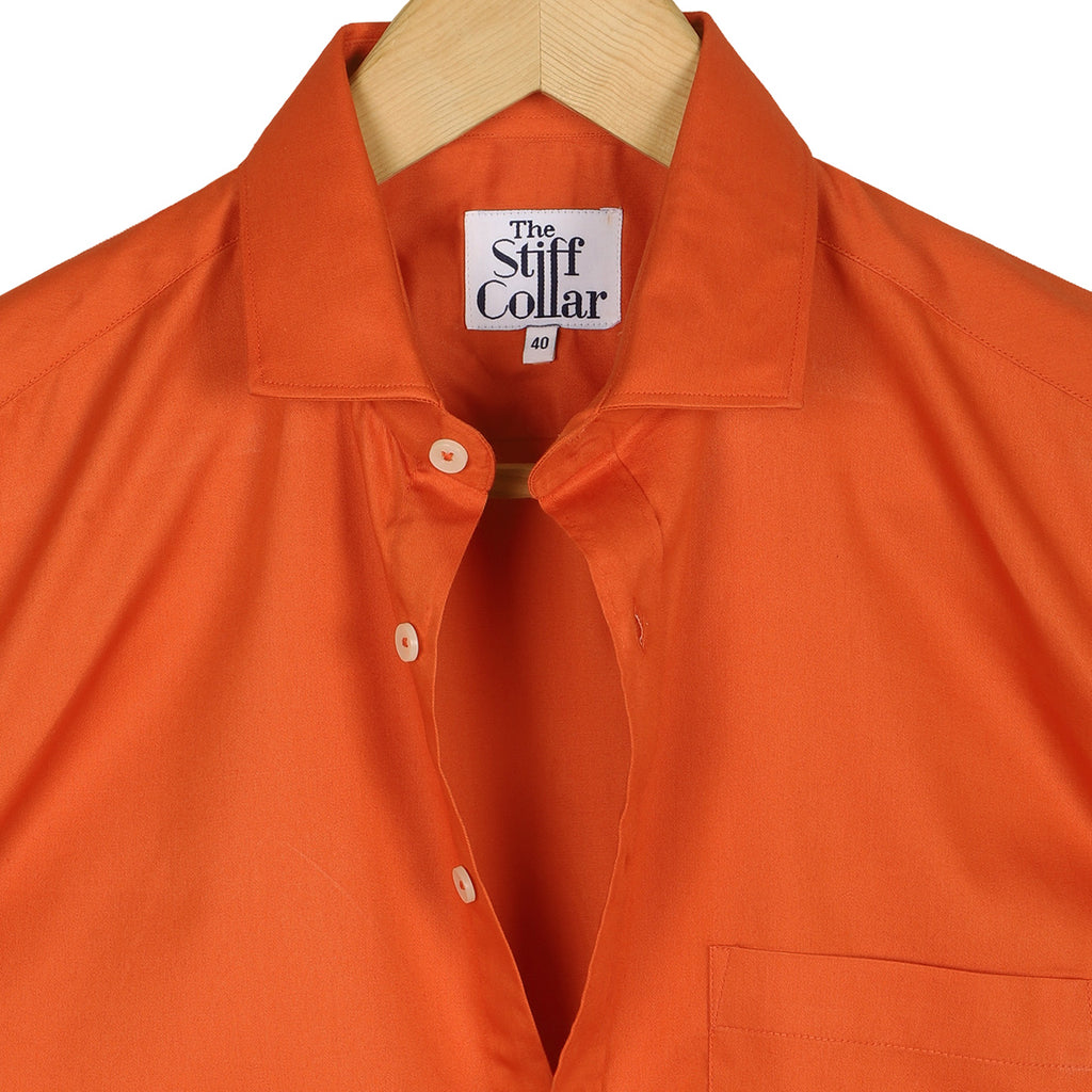 Bold Orange Twill Half Sleeve Shirt