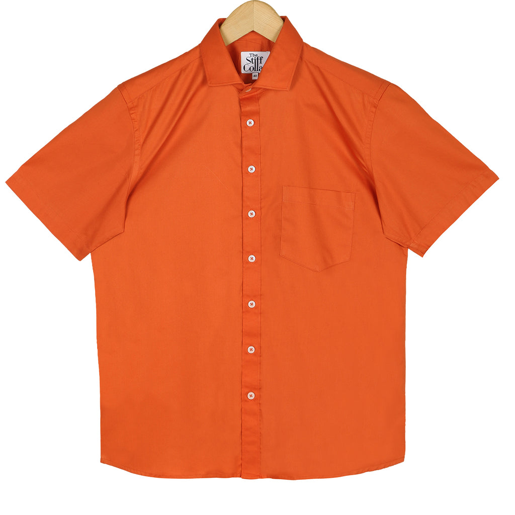 Bold Orange Twill Half Sleeve Shirt