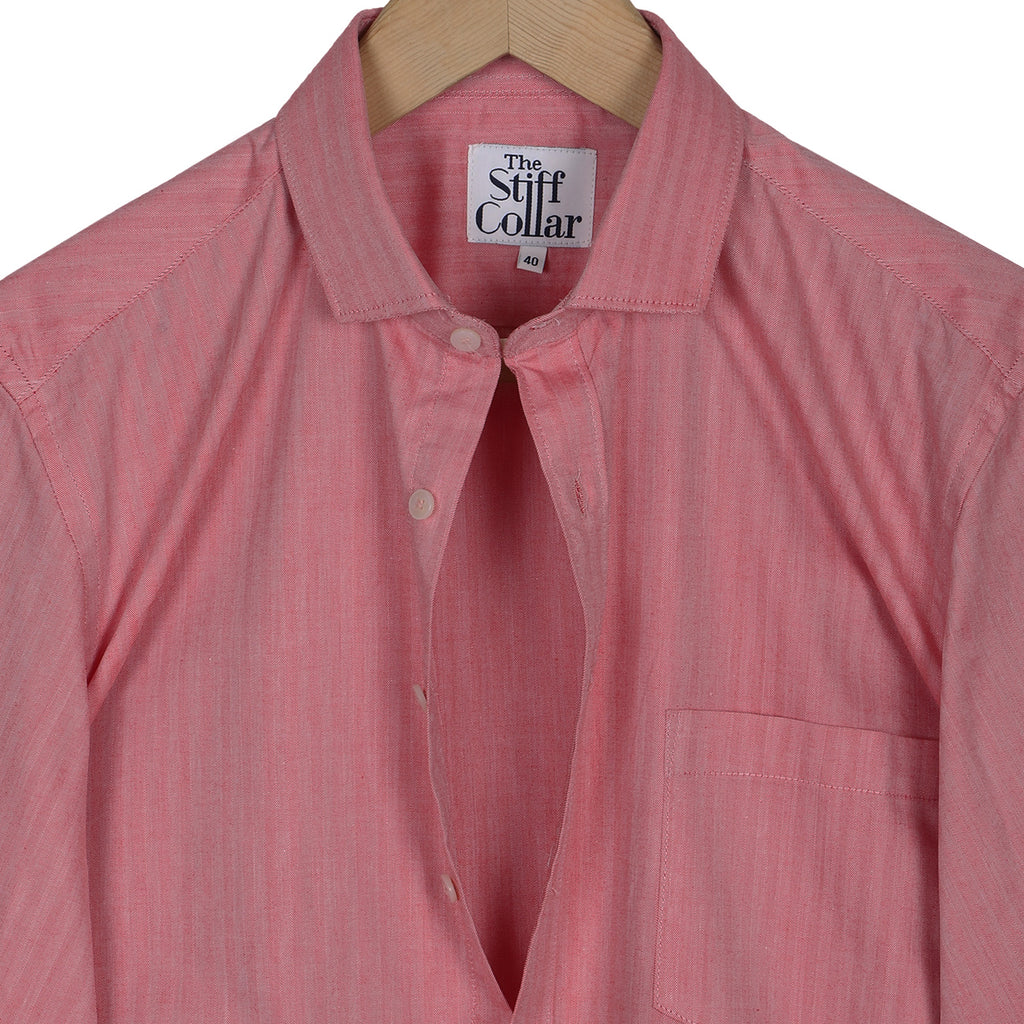 Cerise Red Herringbone Regular Fit 2 Ply Giza Cotton Shirt