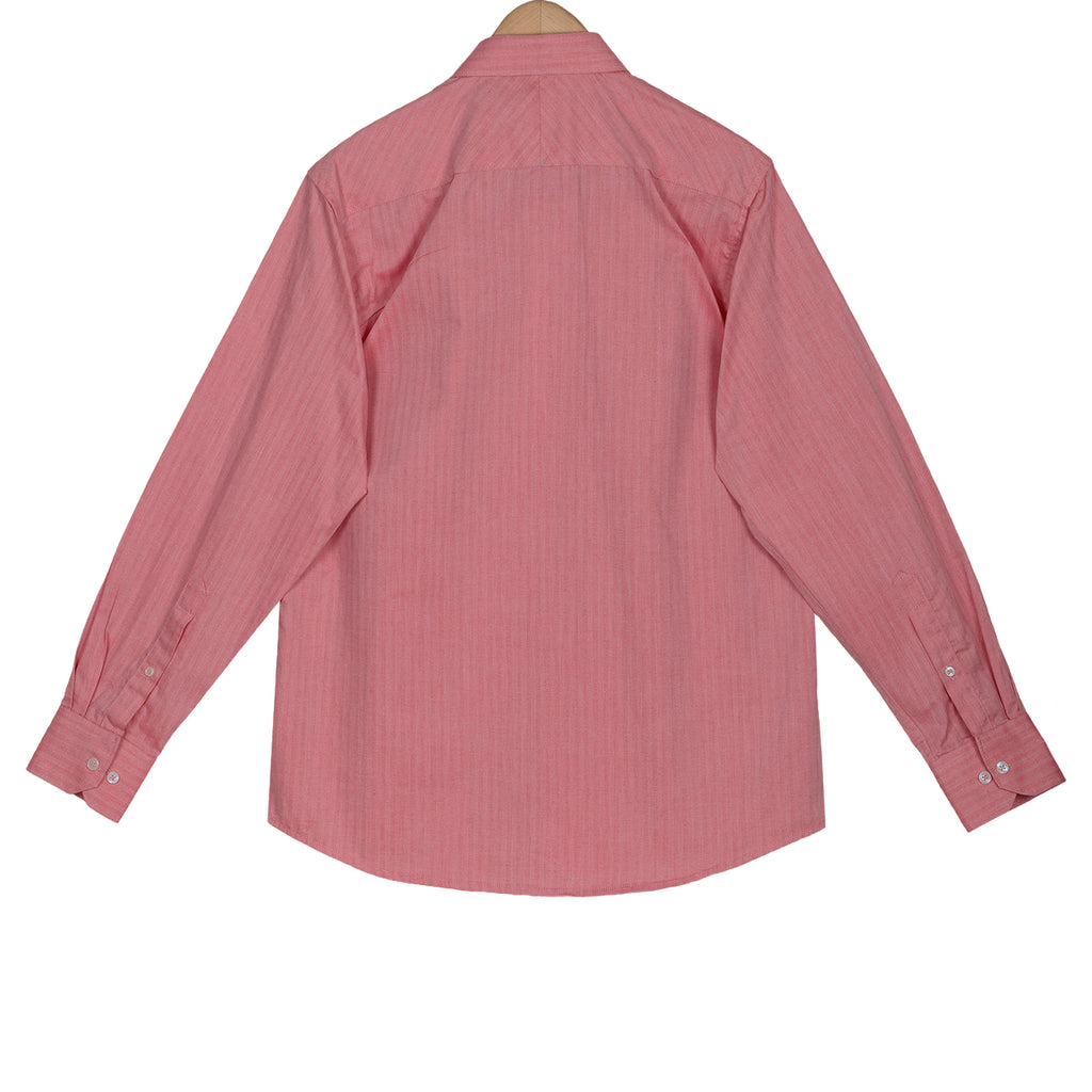 Cerise Red Herringbone Regular Fit 2 Ply Giza Cotton Shirt