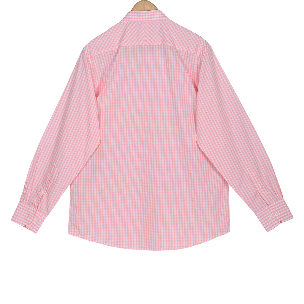 Powder Pink Gingham Check Button Down Cotton Shirt