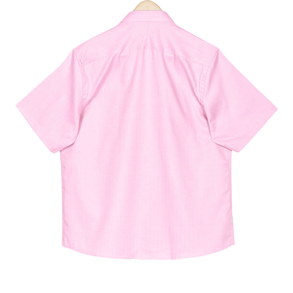 Baby Pink Herringbone Half Sleeve Giza Cotton Shirt