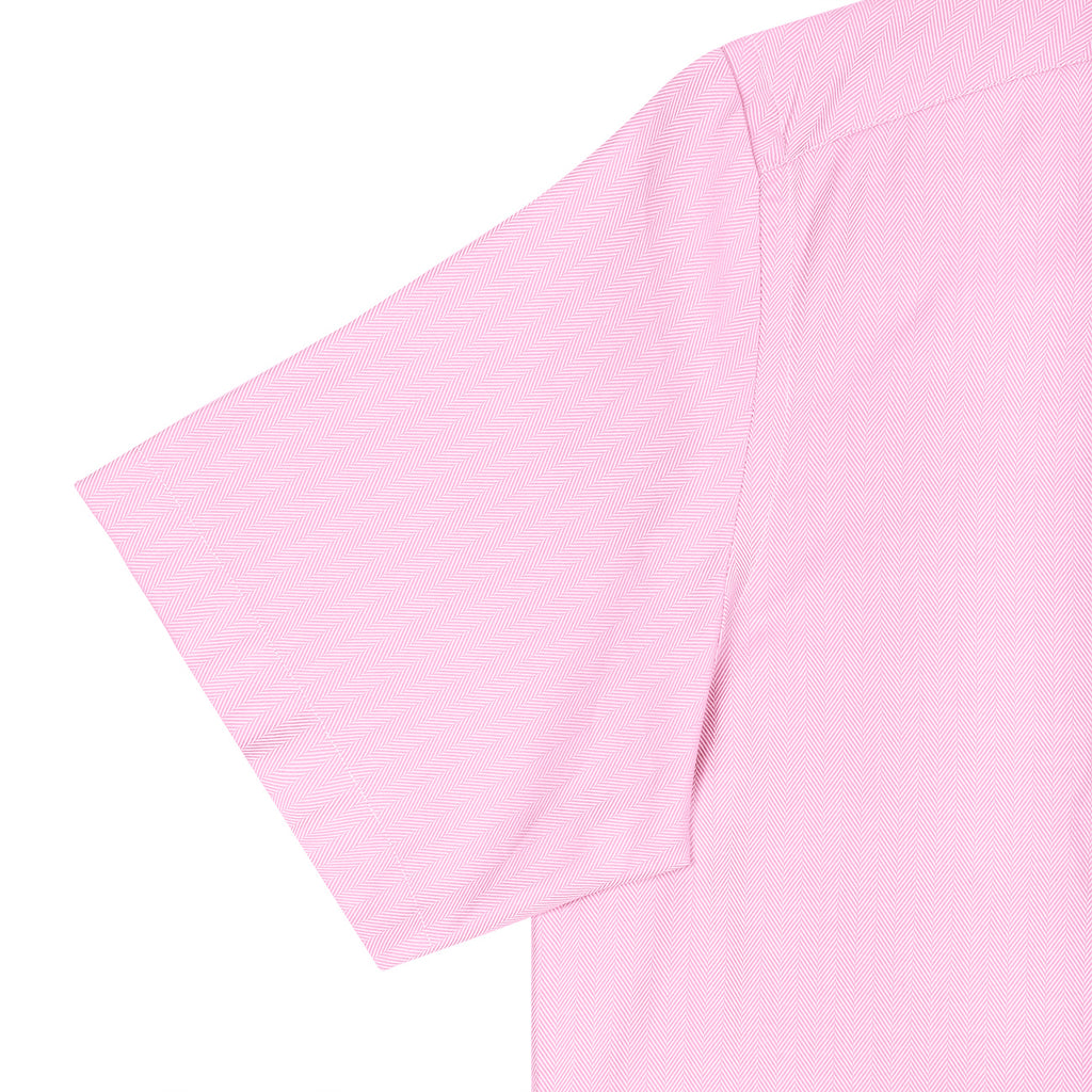 Baby Pink Herringbone Half Sleeve Giza Cotton Shirt