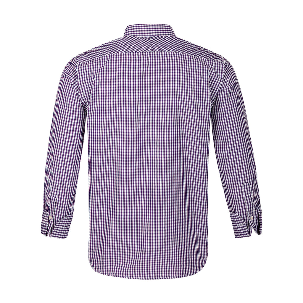 Purple Gingham Checks Button Down Cotton Blend Shirt