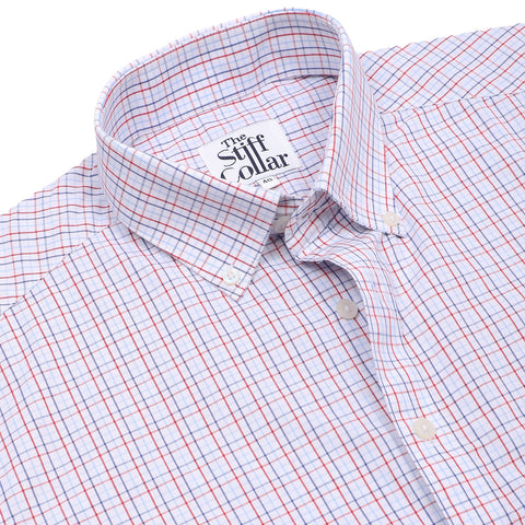 Luthai Morning Sky Gingham Checks Button Down 2 Ply Giza Cotton Shirt