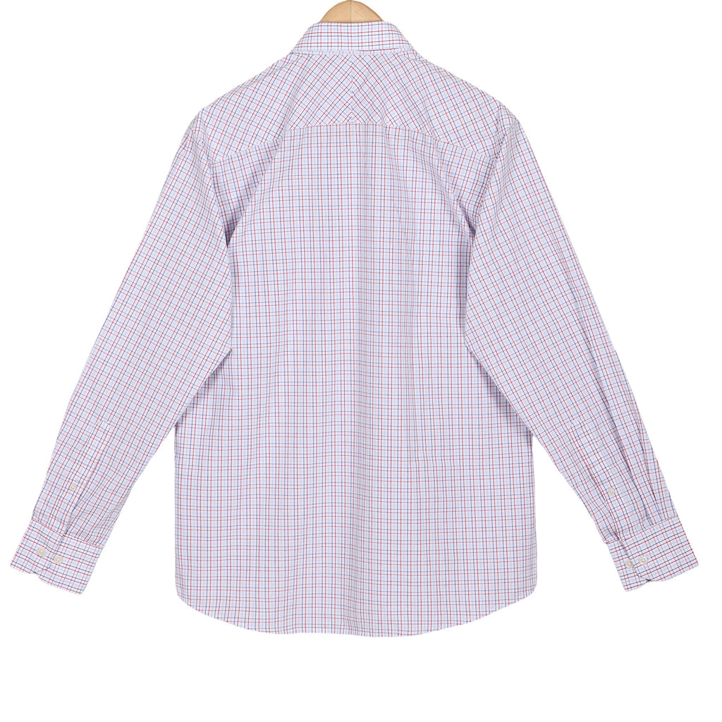 Red Blue Tattersall Checks Button Down Cotton Shirt