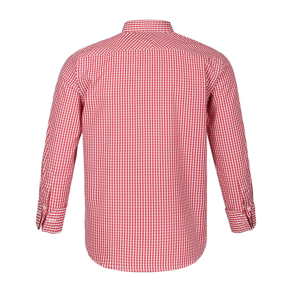 Red Gingham Checks Button Down Cotton Blend Shirt