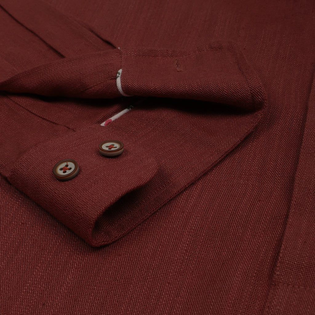 Brick Red Linen Blend Full Sleeve Premium Kurta Shirt – Thestiffcollar.com