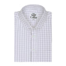 White Herringbone Windowpane Check Regular Fit Cotton Shirt