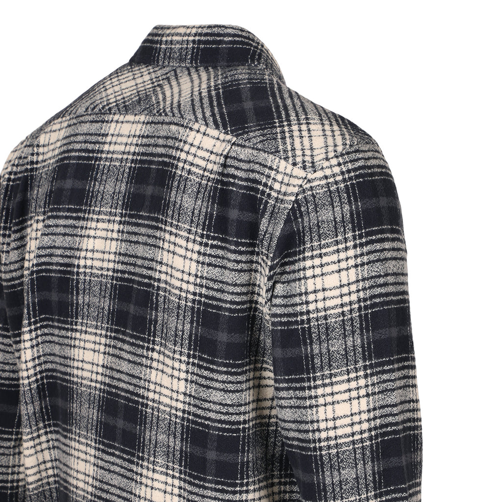 Keith Ecru and Black Plaid Flannel Zip-Front Overshirt