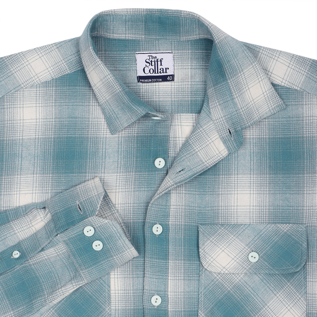 Shamrock Heavy Green Plaid Check Enzyme Washed Shirt