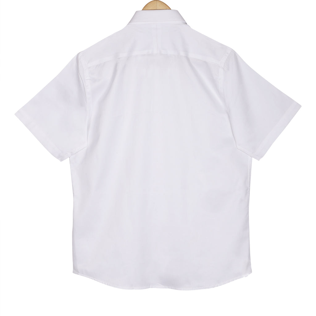 White Herringbone Half Sleeve Giza Cotton Shirt – Thestiffcollar.com