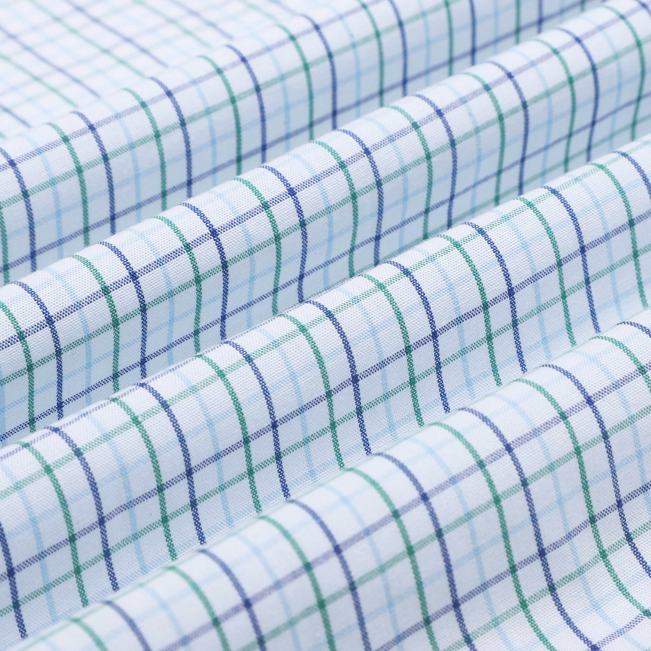 Green Blue Tattersall Check Regular Fit Cotton Shirt