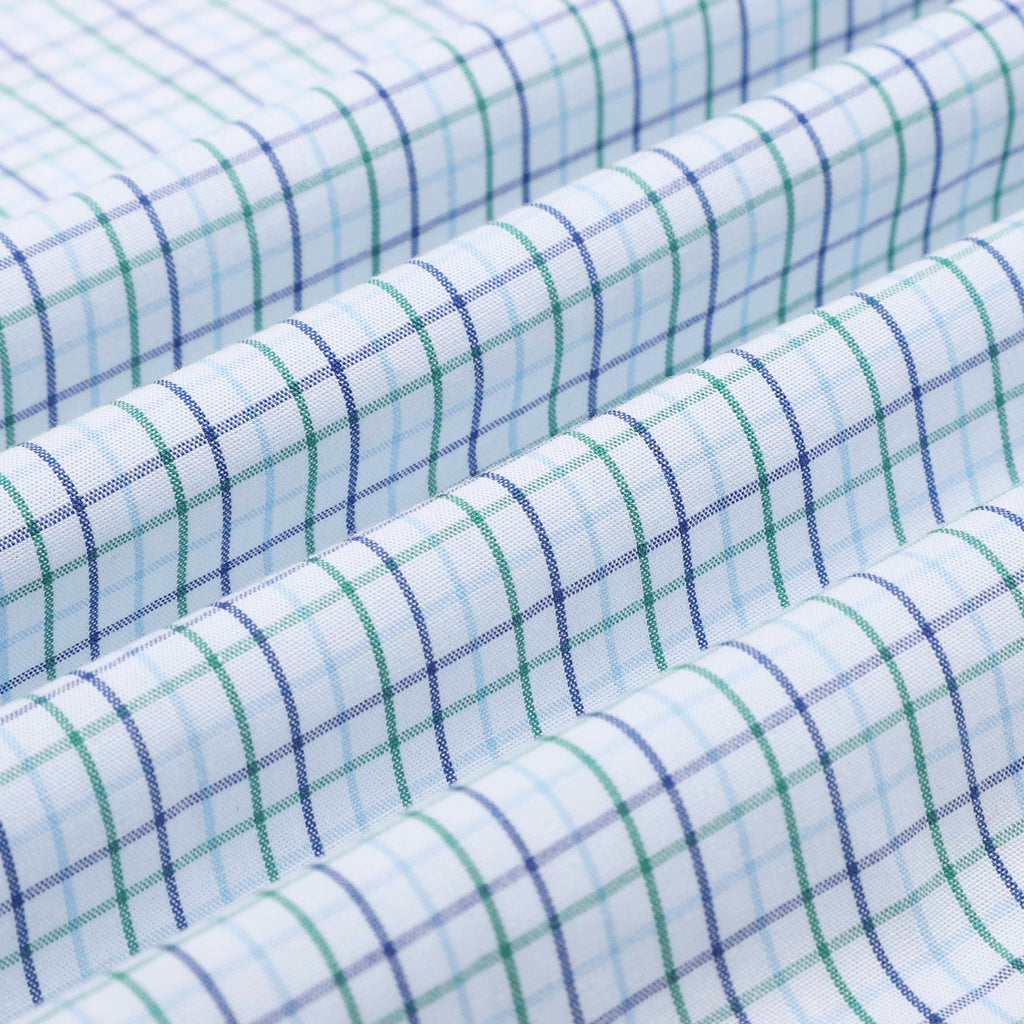 Green Blue Tattersall Check Regular Fit Cotton Shirt