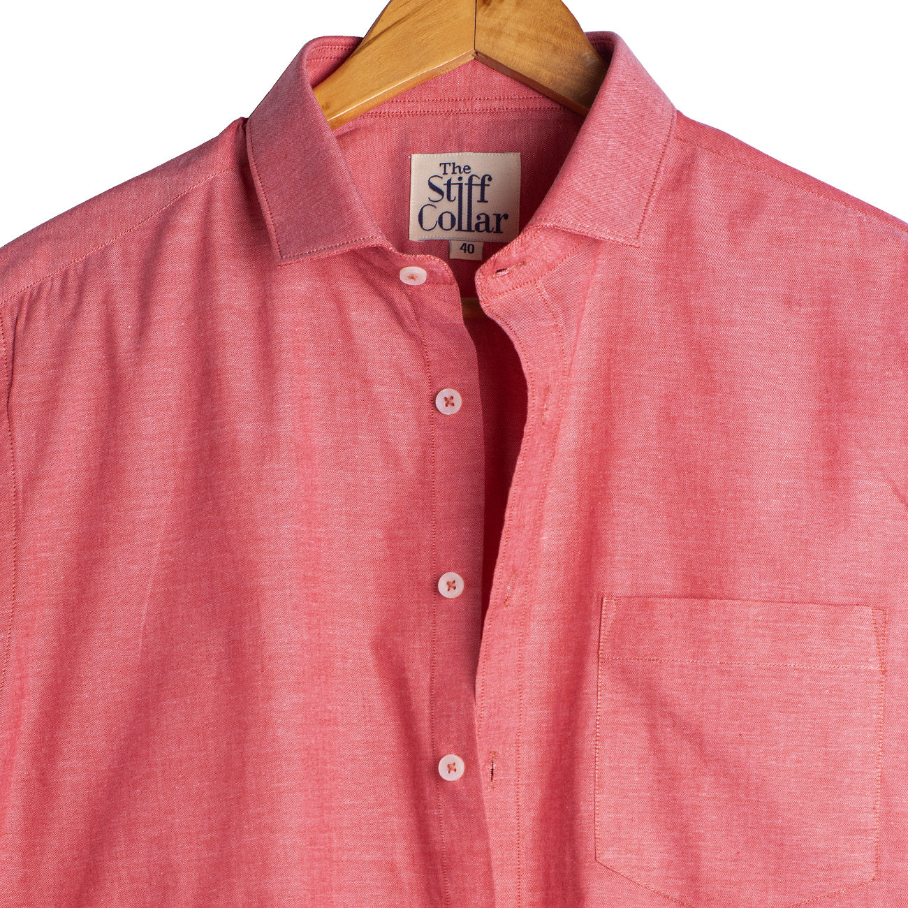 Salmon Red Oxford Regular Fit Cotton Shirt