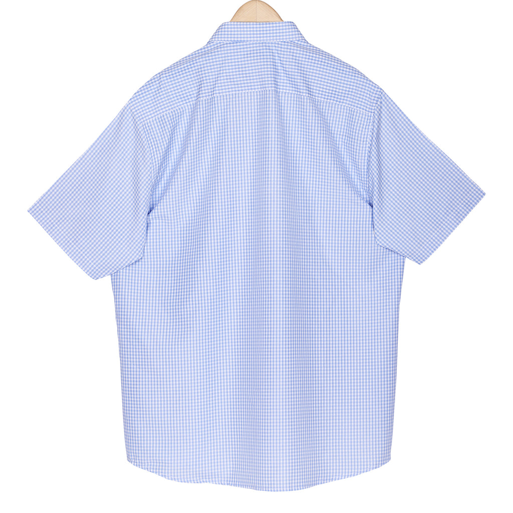 Signal Blue Gingham Checks Non-Iron Half Sleeve Shirt