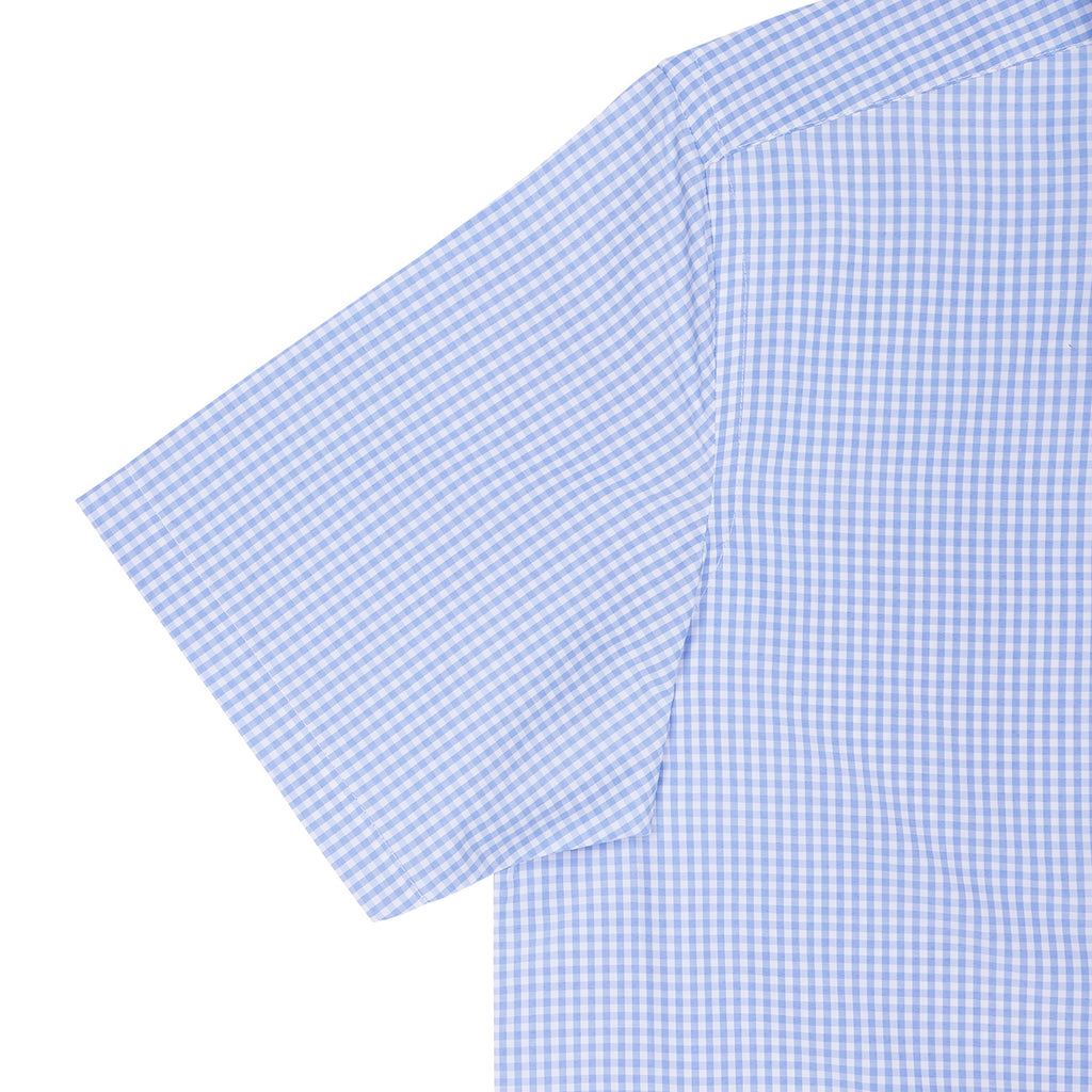 Signal Blue Gingham Checks Non-Iron Half Sleeve Shirt