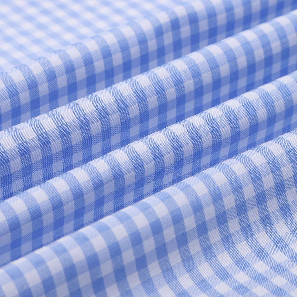 Signal Blue Gingham Checks Non-Iron Half Sleeve Shirt