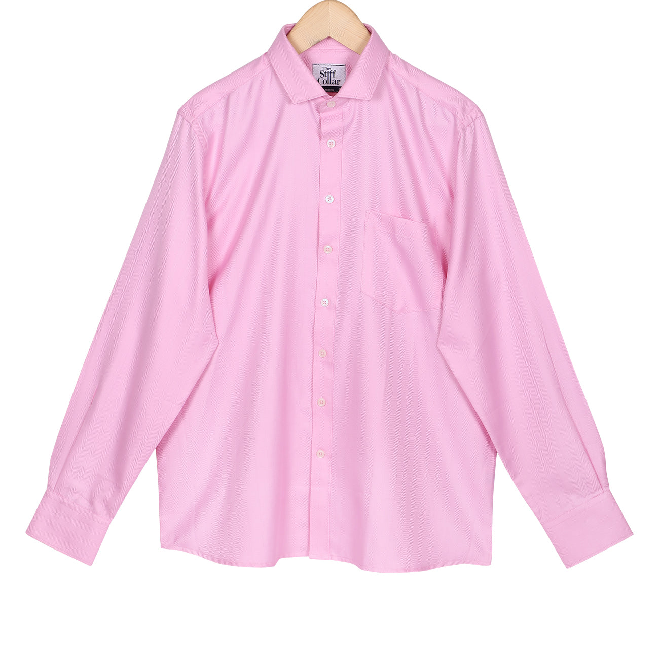 Monti Cerise Pink Herringbone 2 Ply Giza Cotton Formal Shirt ...